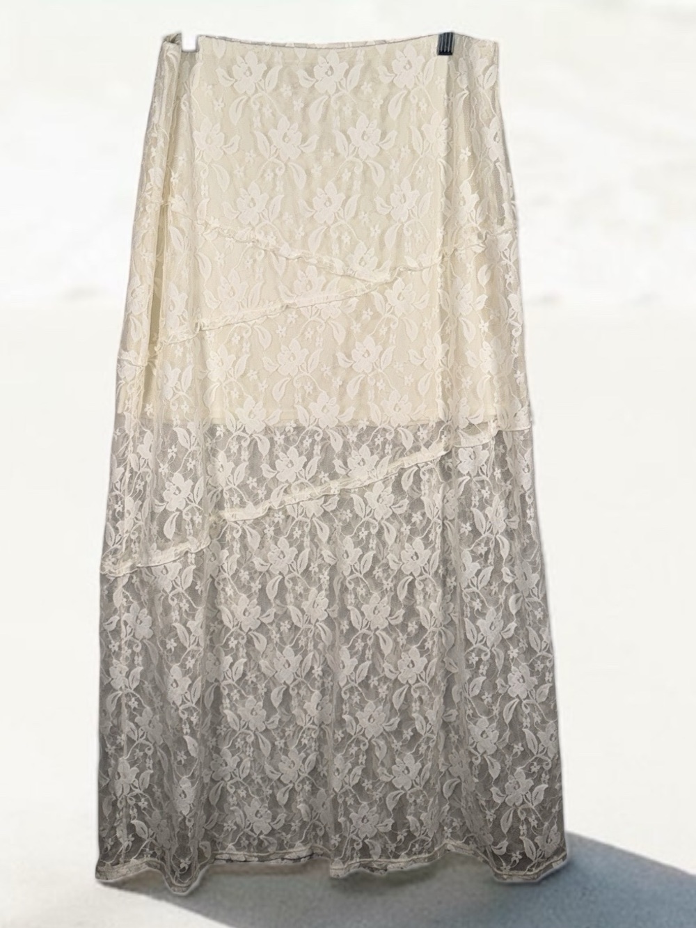 No Boundaries Cream Lace Layered Maxi Skirt